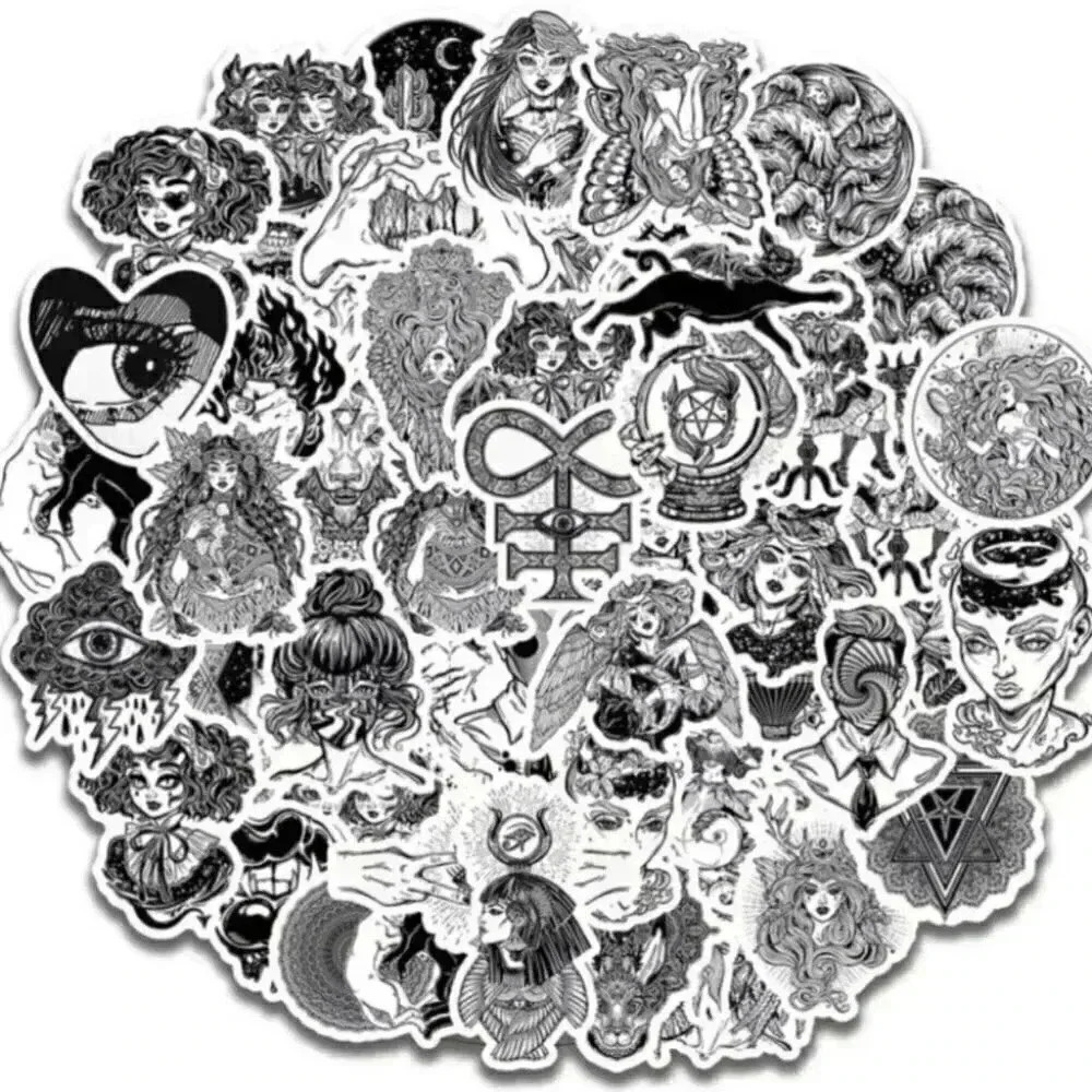 Halloween horror gothic dark 50 glassy stickers